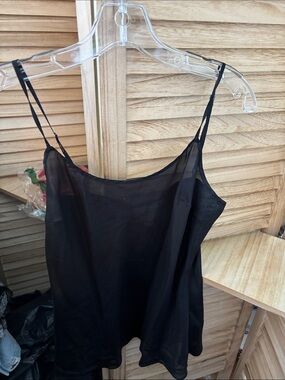 Pure DKNY Sheer Black Spaghetti Strap Cami Top Medium